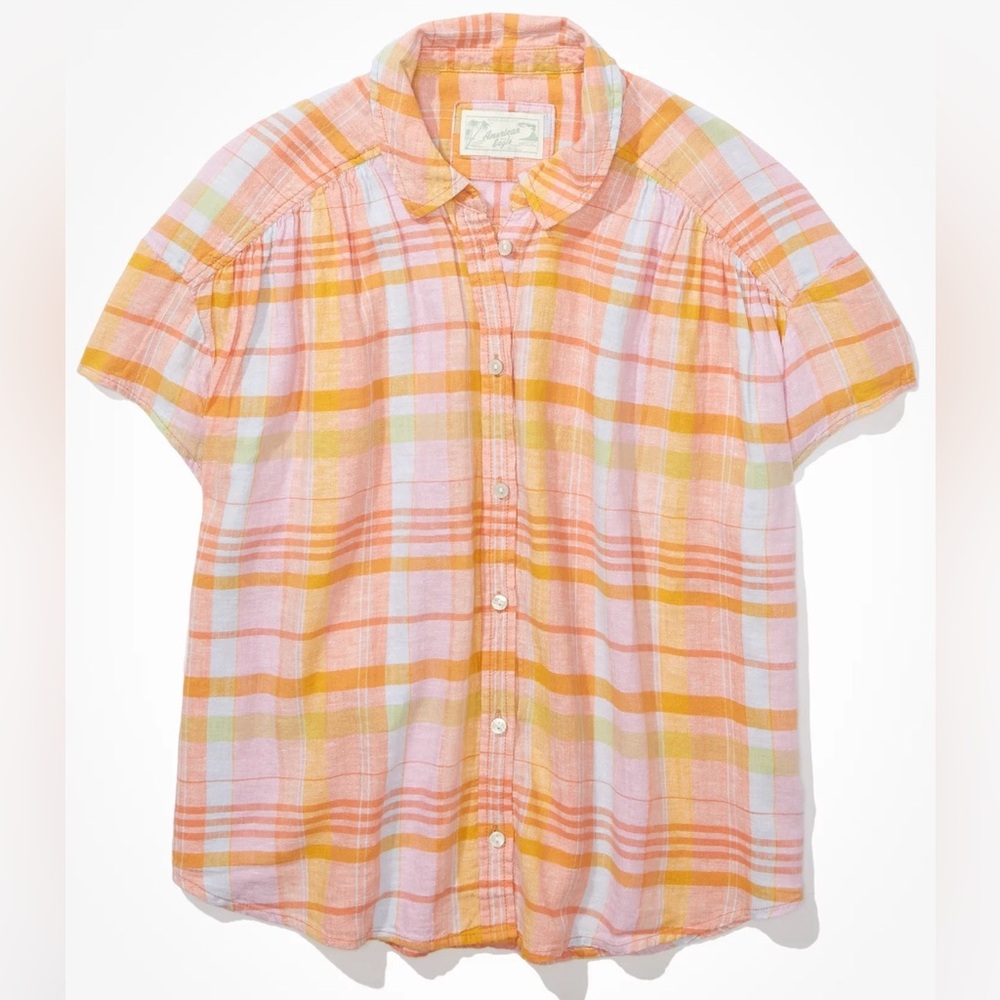 NWT! American Eagle Outfitters Oversized Resort Plaid Button-Up Shirt